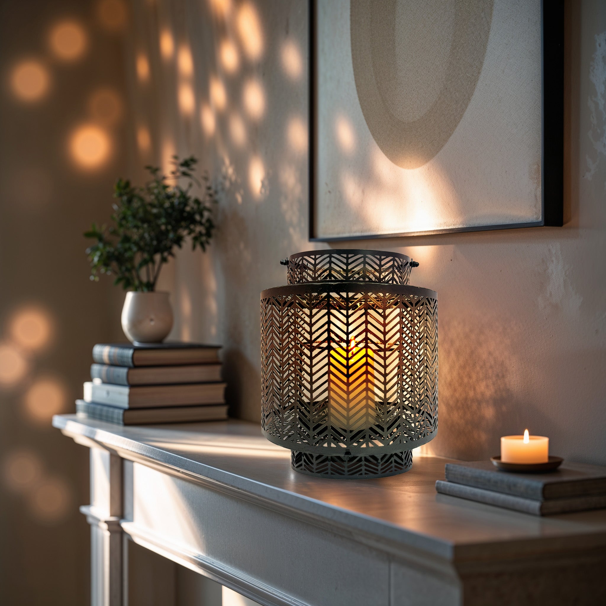 Black Hanging Candle Holder Lantern