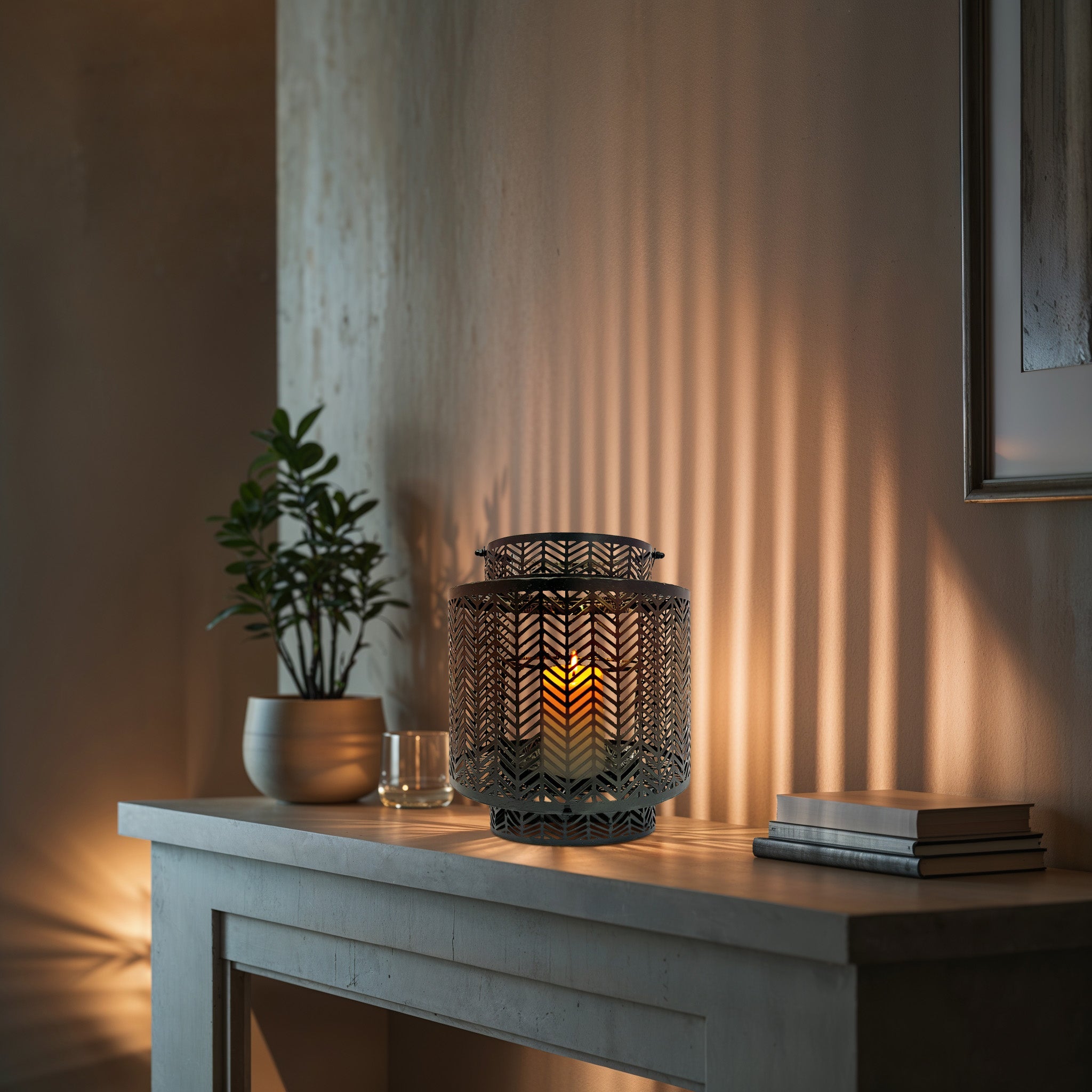 Black Hanging Candle Holder Lantern