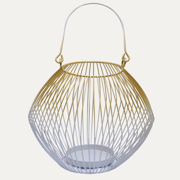 White and Gold Candle Holder Lantern