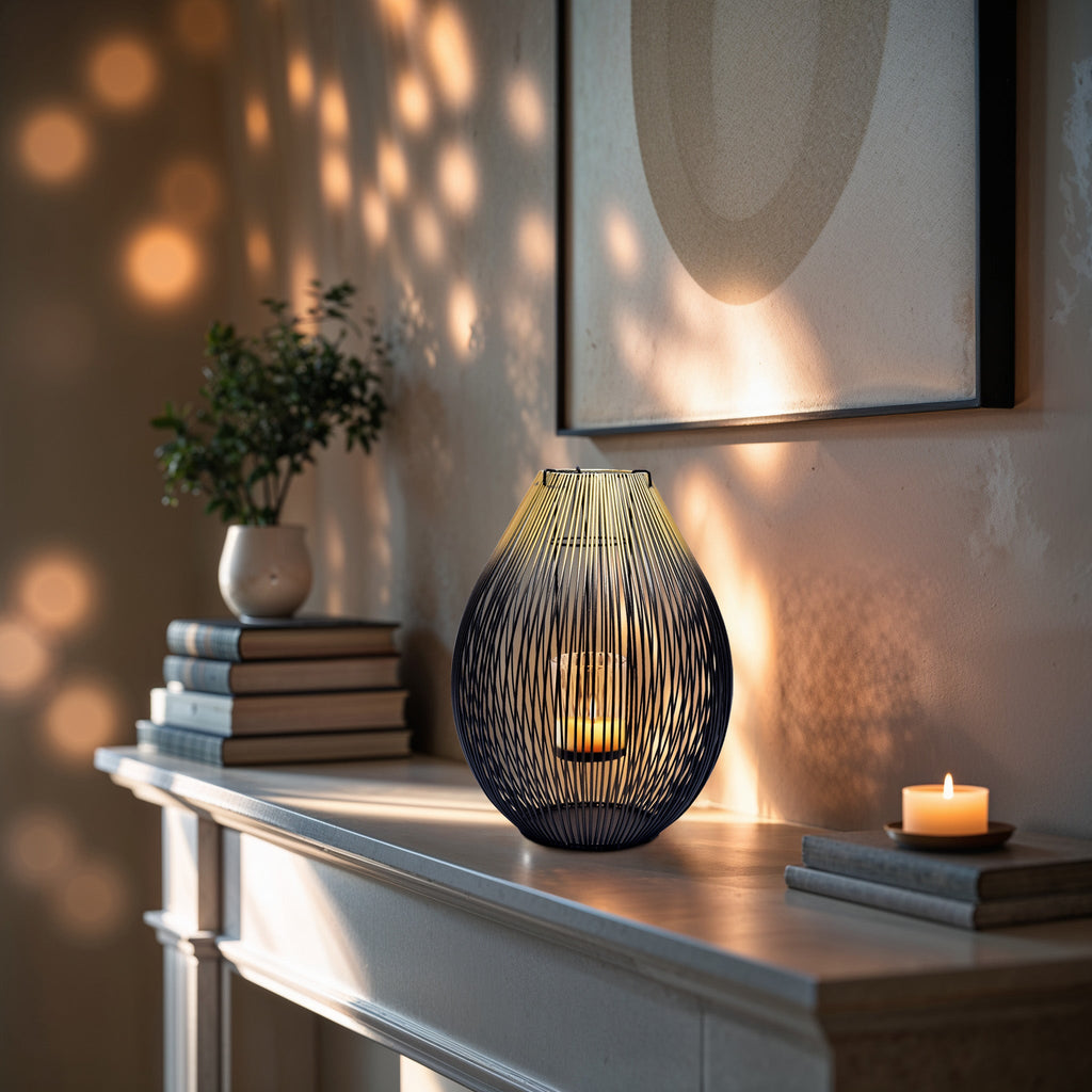 Black and Gold Candle Holder Lantern