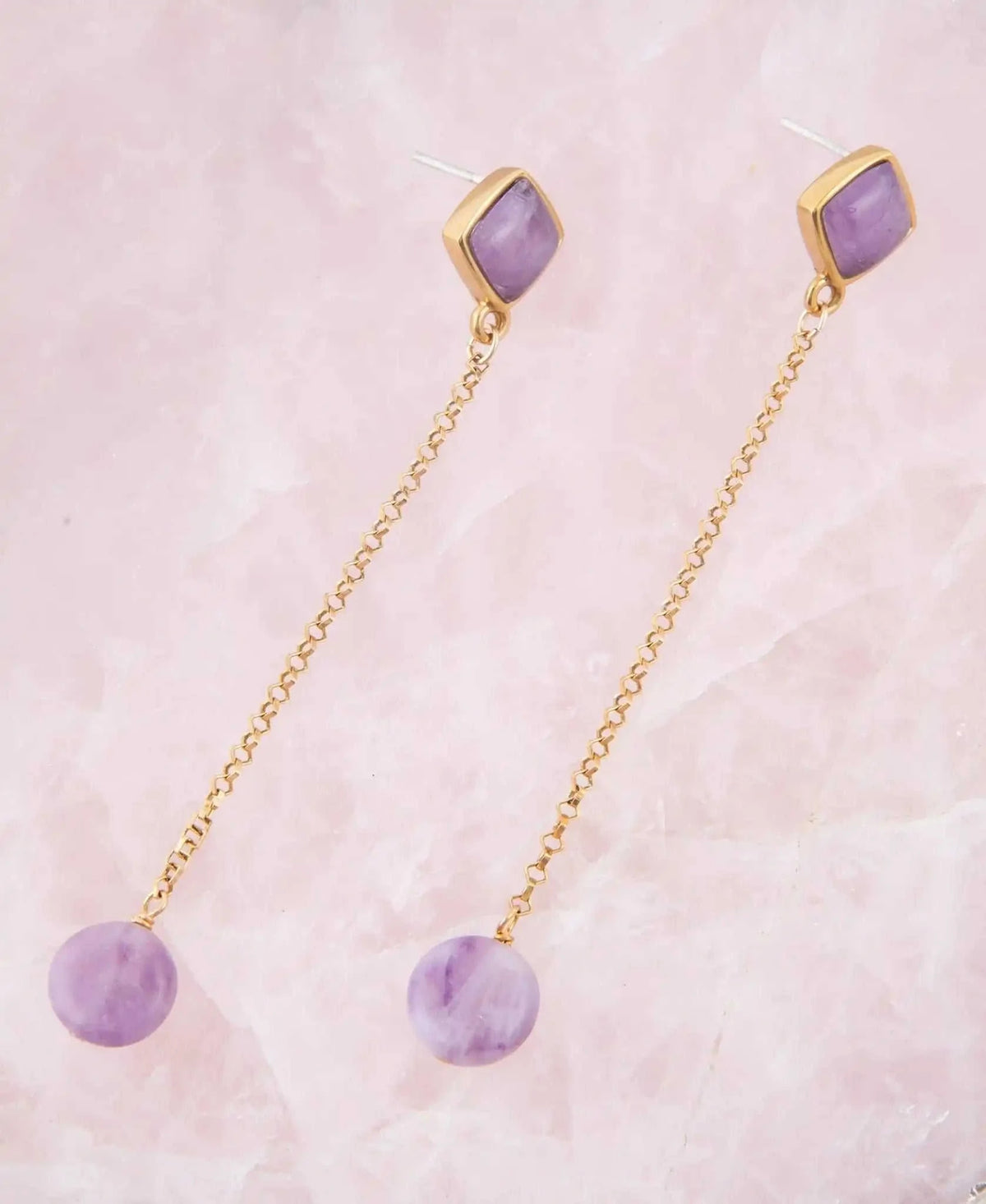Chained Up Purple Amethyst and Golden Bronze Dangle Earrings Eco My Home Earrings Barse Jewelry ecomyhome.store United States