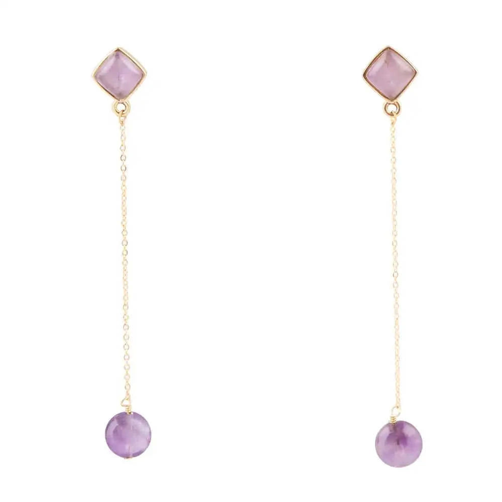 Chained Up Purple Amethyst and Golden Bronze Dangle Earrings Eco My Home Earrings Barse Jewelry ecomyhome.store United States
