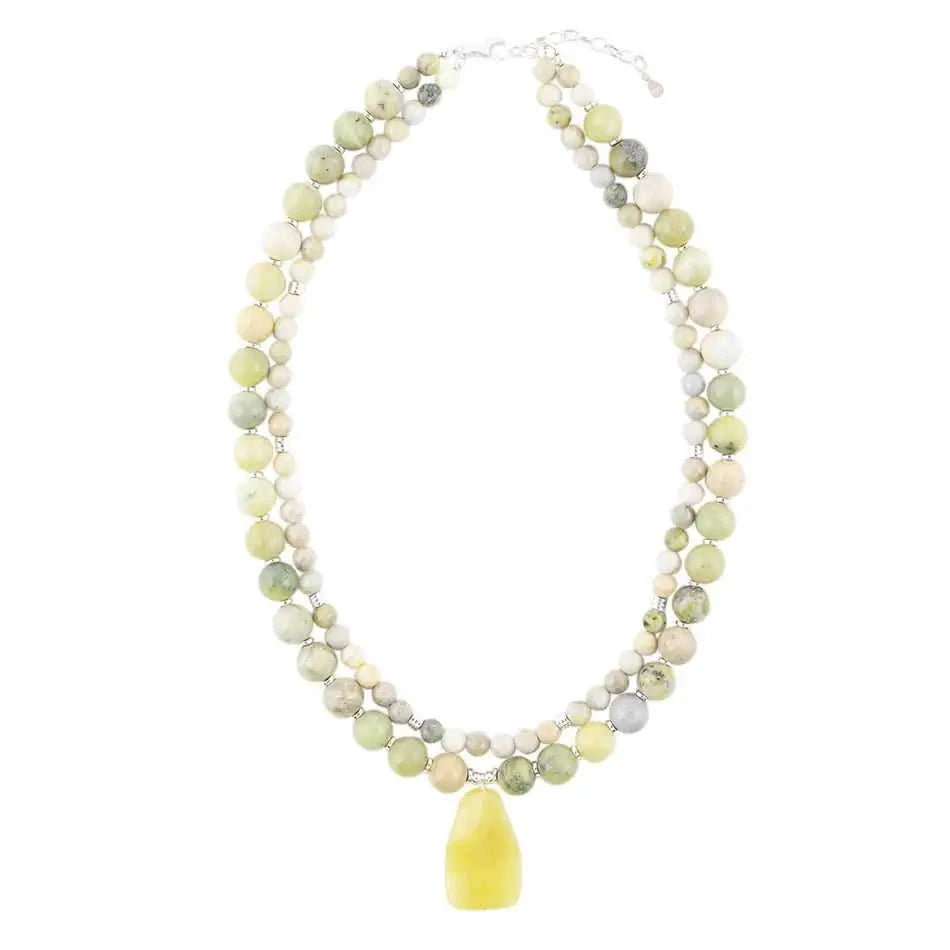 Chartruese Green Lemon Jade Statement Necklace Eco My Home Necklaces Barse Jewelry ecomyhome.store United States