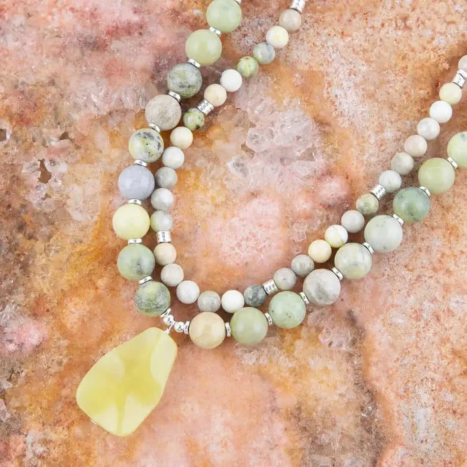 Chartruese Green Lemon Jade Statement Necklace Eco My Home Necklaces Barse Jewelry ecomyhome.store United States