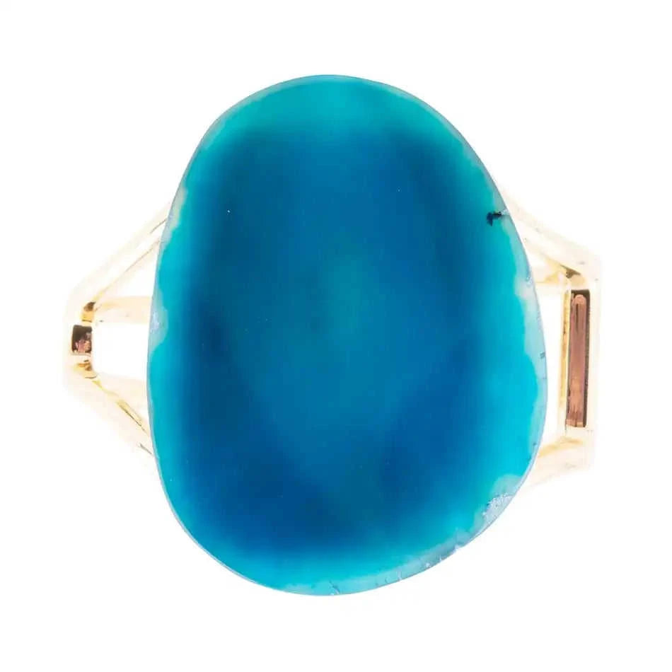 Cobalt Blue Agate Slab Cuff Golden Bracelet Eco My Home Bracelets Barse Jewelry ecomyhome.store United States