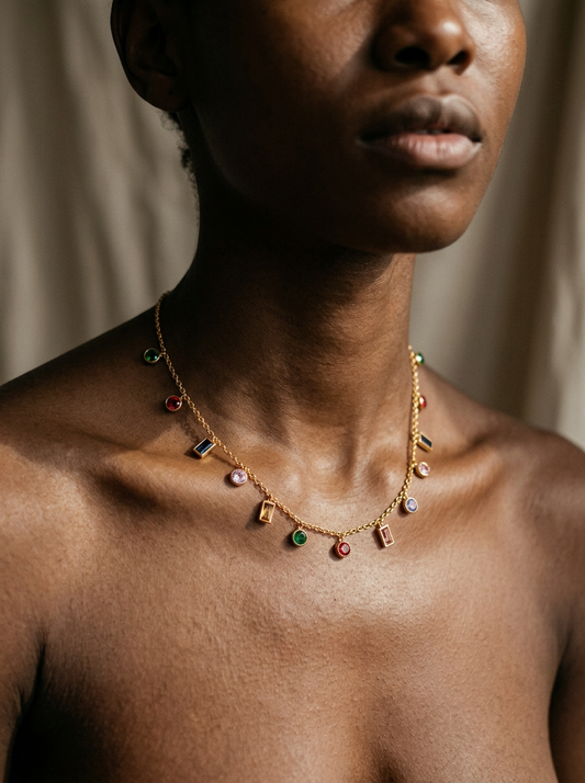 Vibrant Gold Crystal Statement Necklace