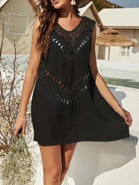 Crochet Cover Up Dress with Detailed Design for Effortless Summer Style Eco My Home  Salty Season LLC ecomyhome.store United States
