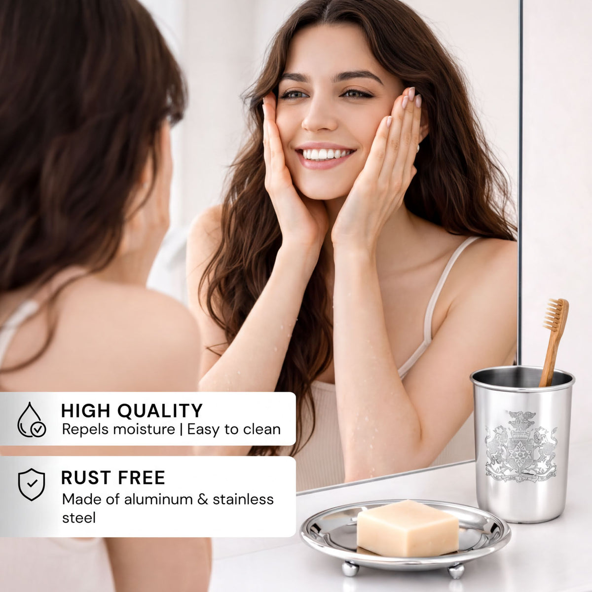 Bathroom Set – Durkee, 5 Piece Silver