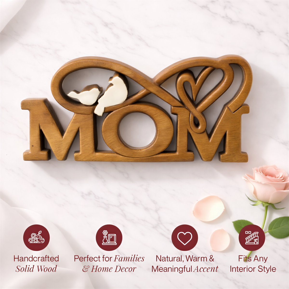 Wooden Mom Sign – Best Mom Ever, Acacia Wood