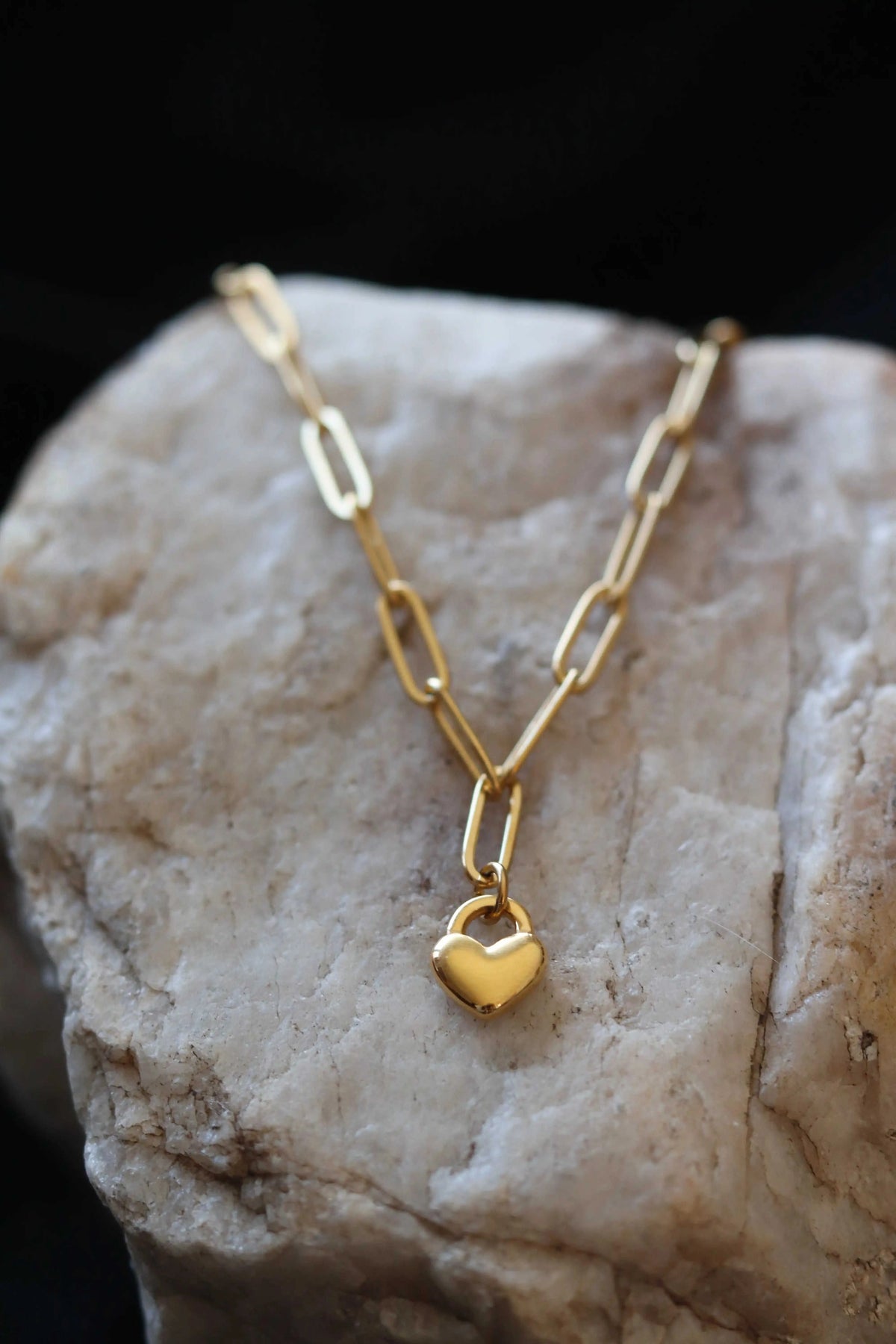 Dainty Gold Heart Locket Necklace – 18K Gold Plated Stainless Steel Paperclip Chain Eco My Home  cedarandcypress ecomyhome.store United States