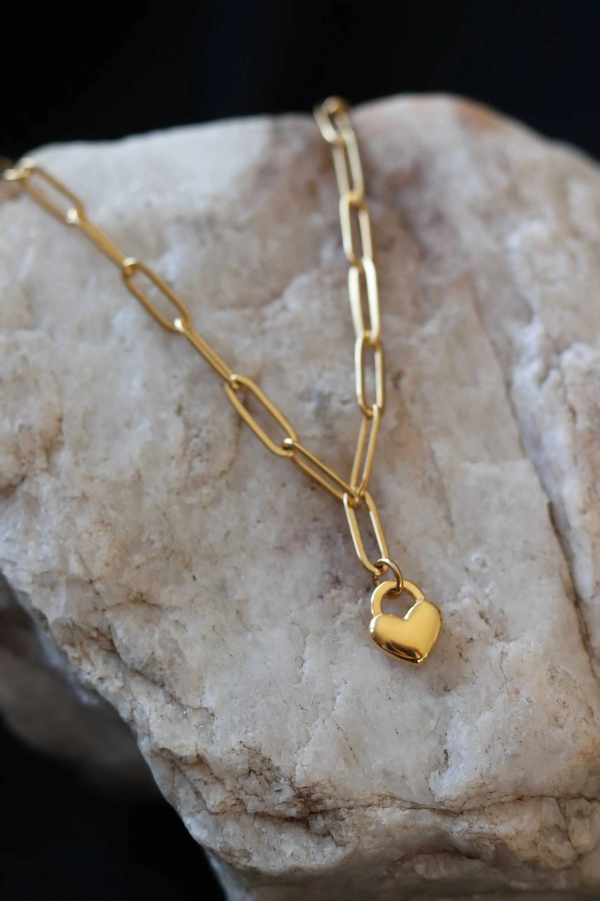 Dainty Gold Heart Locket Necklace – 18K Gold Plated Stainless Steel Paperclip Chain Eco My Home  cedarandcypress ecomyhome.store United States