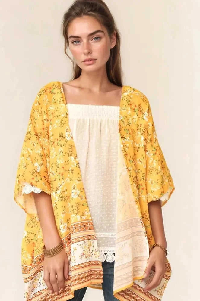 Davi & Dani Floral Kimono Cover Up - Short Sleeve Loose Fit Eco My Home  Salty Season LLC ecomyhome.store United States