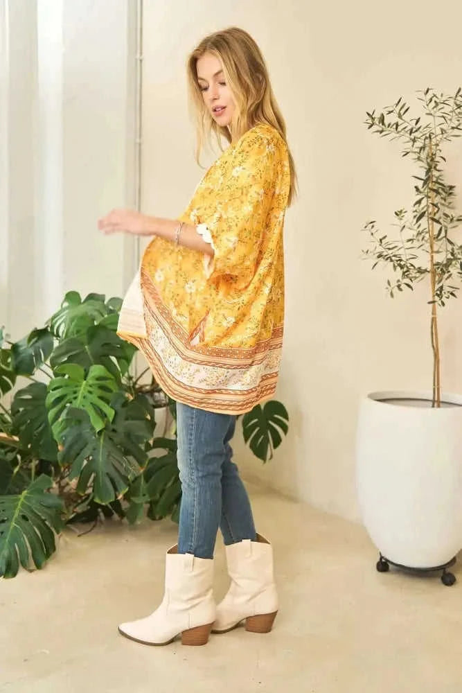 Davi & Dani Floral Kimono Cover Up - Short Sleeve Loose Fit Eco My Home  Salty Season LLC ecomyhome.store United States