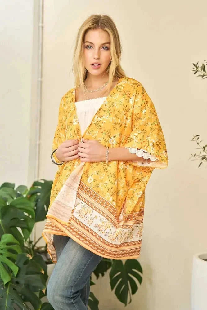 Davi & Dani Floral Kimono Cover Up - Short Sleeve Loose Fit Eco My Home  Salty Season LLC ecomyhome.store United States