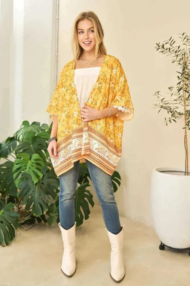 Davi & Dani Floral Kimono Cover Up - Short Sleeve Loose Fit Eco My Home  Salty Season LLC ecomyhome.store United States
