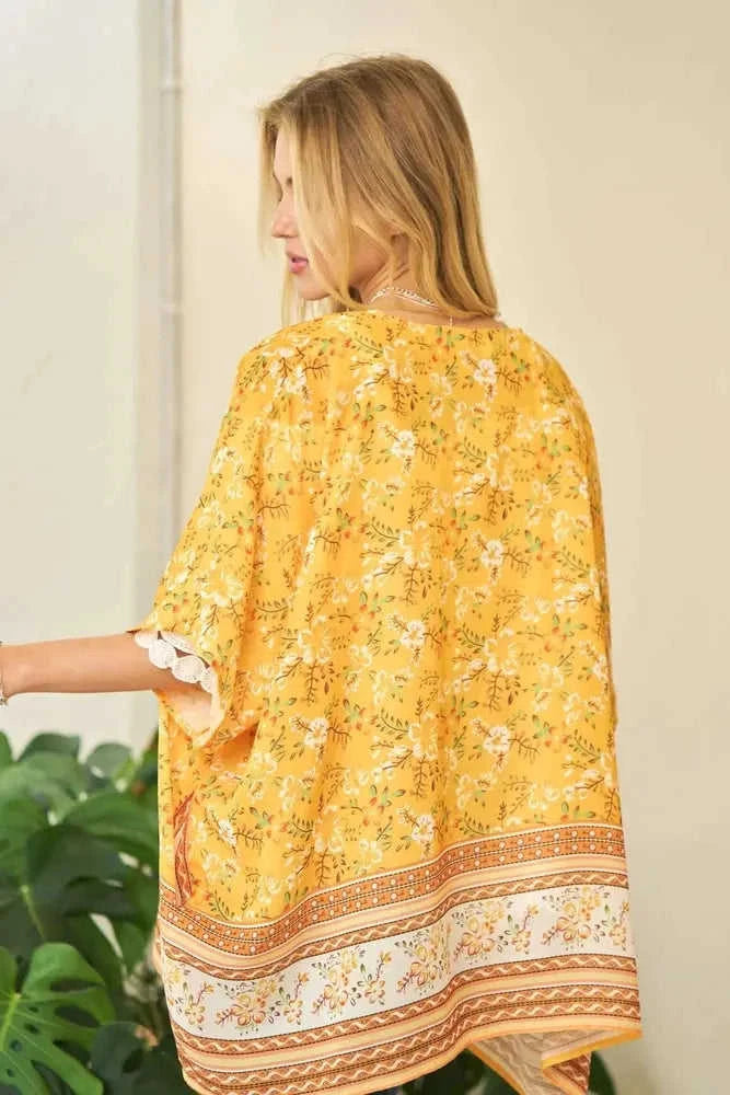 Davi & Dani Floral Kimono Cover Up - Short Sleeve Loose Fit Eco My Home  Salty Season LLC ecomyhome.store United States