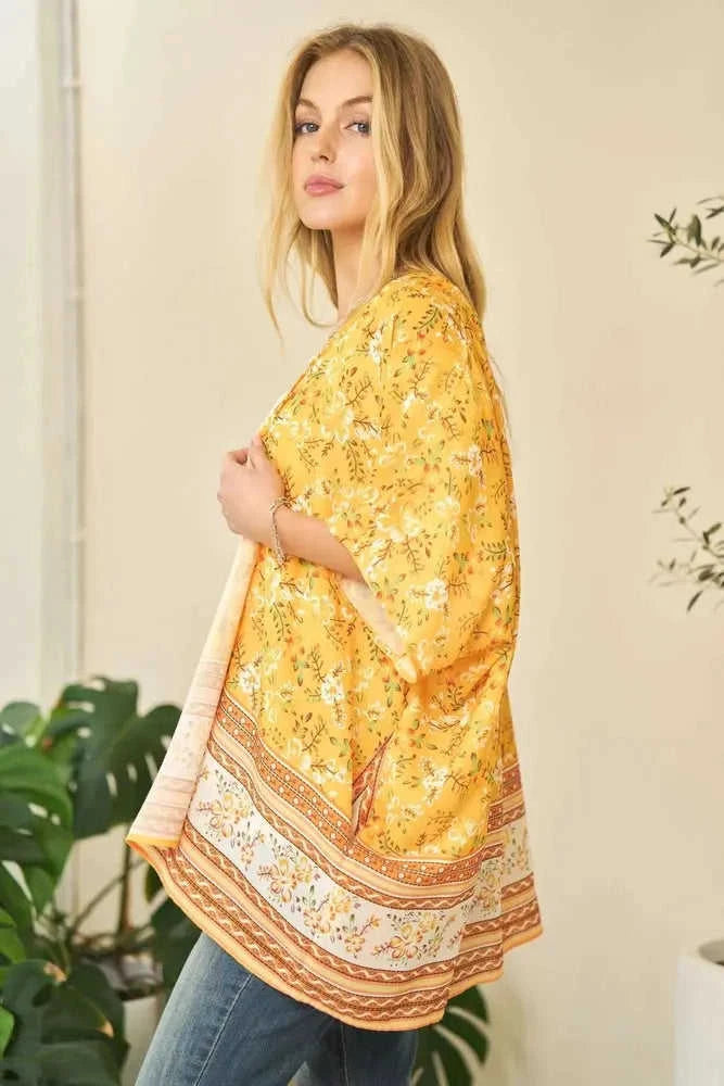 Davi & Dani Floral Kimono Cover Up - Short Sleeve Loose Fit Eco My Home  Salty Season LLC ecomyhome.store United States