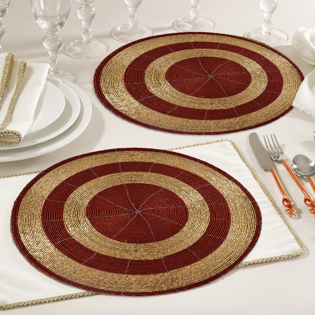 Aidden Bloom – Beaded Placemats, The Aidden Collection Artistic Decorative Dining Table Décor 14 inch