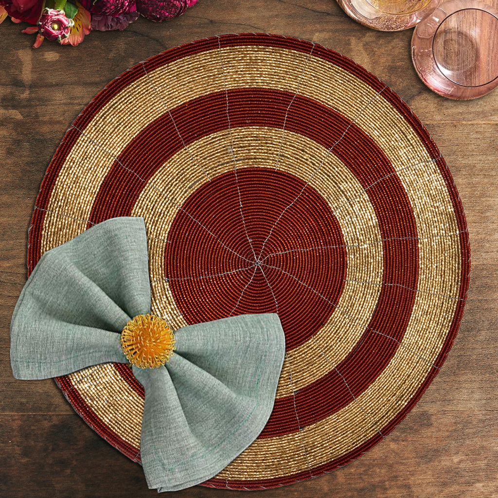 Aidden Bloom – Beaded Placemats, The Aidden Collection Artistic Decorative Dining Table Décor 14 inch