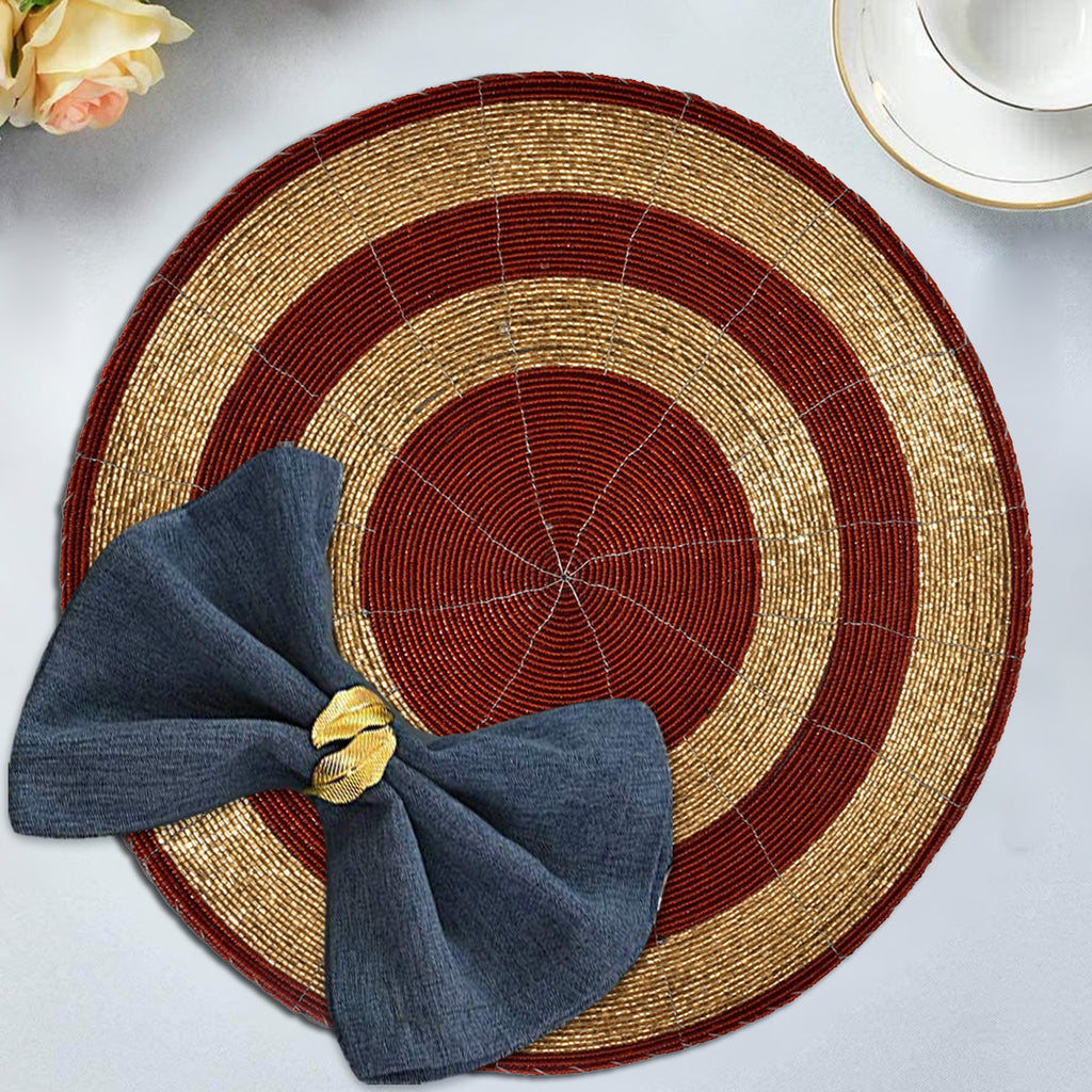 Aidden Bloom – Beaded Placemats, The Aidden Collection Artistic Decorative Dining Table Décor 14 inch