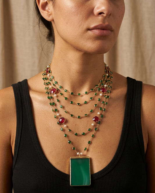 Worthy Crystal Multi-Strand Pendant Necklace