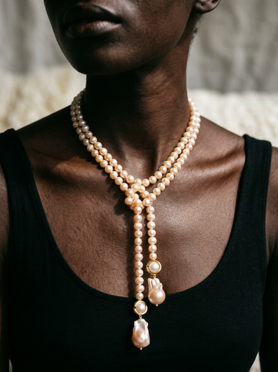 Radiant Pink Baroque Pearl Lariat