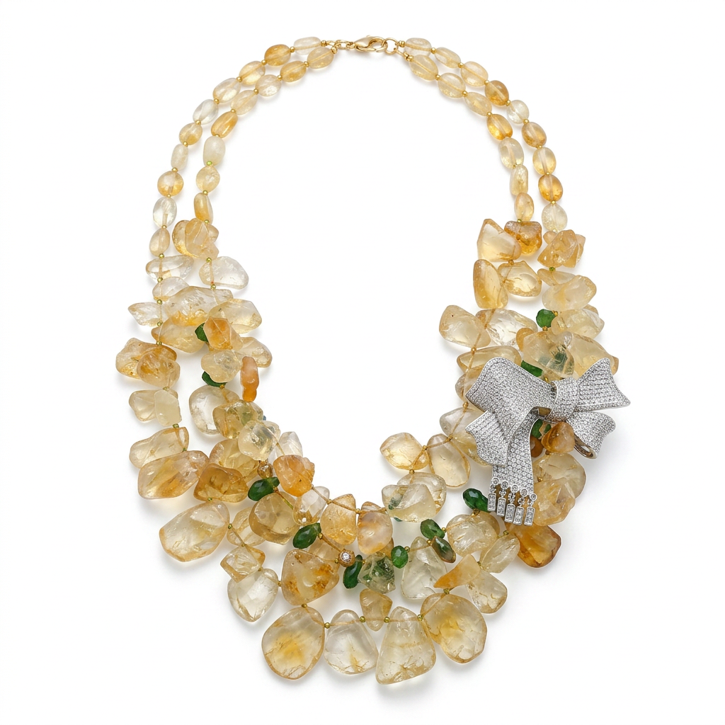 Magnetic Citrine Butterfly Pendant Necklace