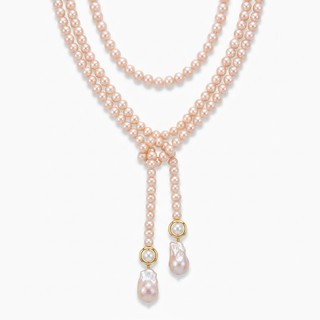 Radiant Pink Baroque Pearl Lariat