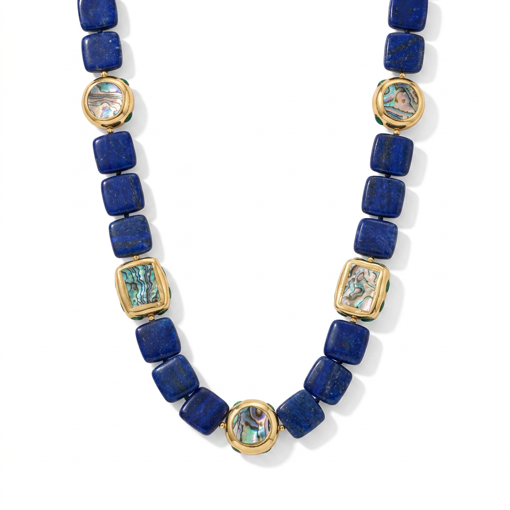 Magnetic Lapis Abalone Statement Necklace
