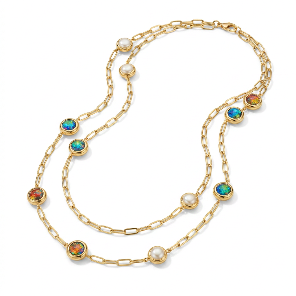 Magnetic Gold Beaded Pearl Necklace