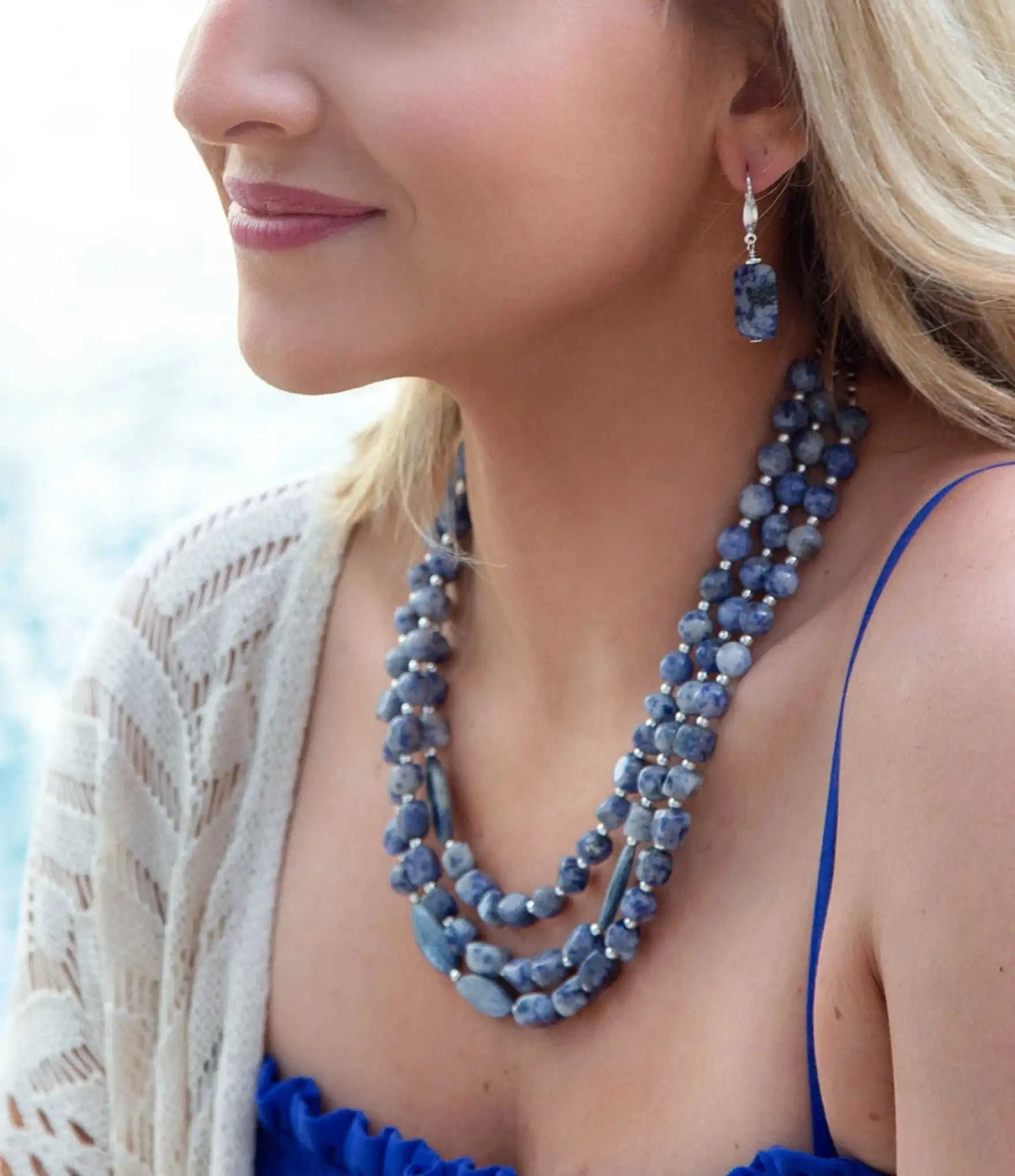 Denim Kyanite Blue Lapis Sterling Silver Strand Necklace Eco My Home Necklaces Barse Jewelry ecomyhome.store United States