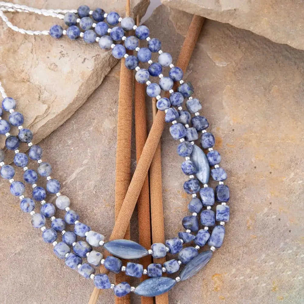 Denim Kyanite Blue Lapis Sterling Silver Strand Necklace Eco My Home Necklaces Barse Jewelry ecomyhome.store United States