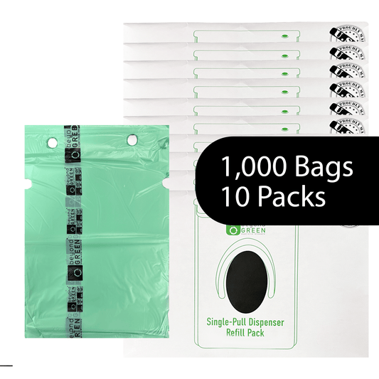 Dog Waste Station Bags – Single-Pull Refill 9" x 13" | Park Dispenser Compatible | Made in USA | beyondGREEN