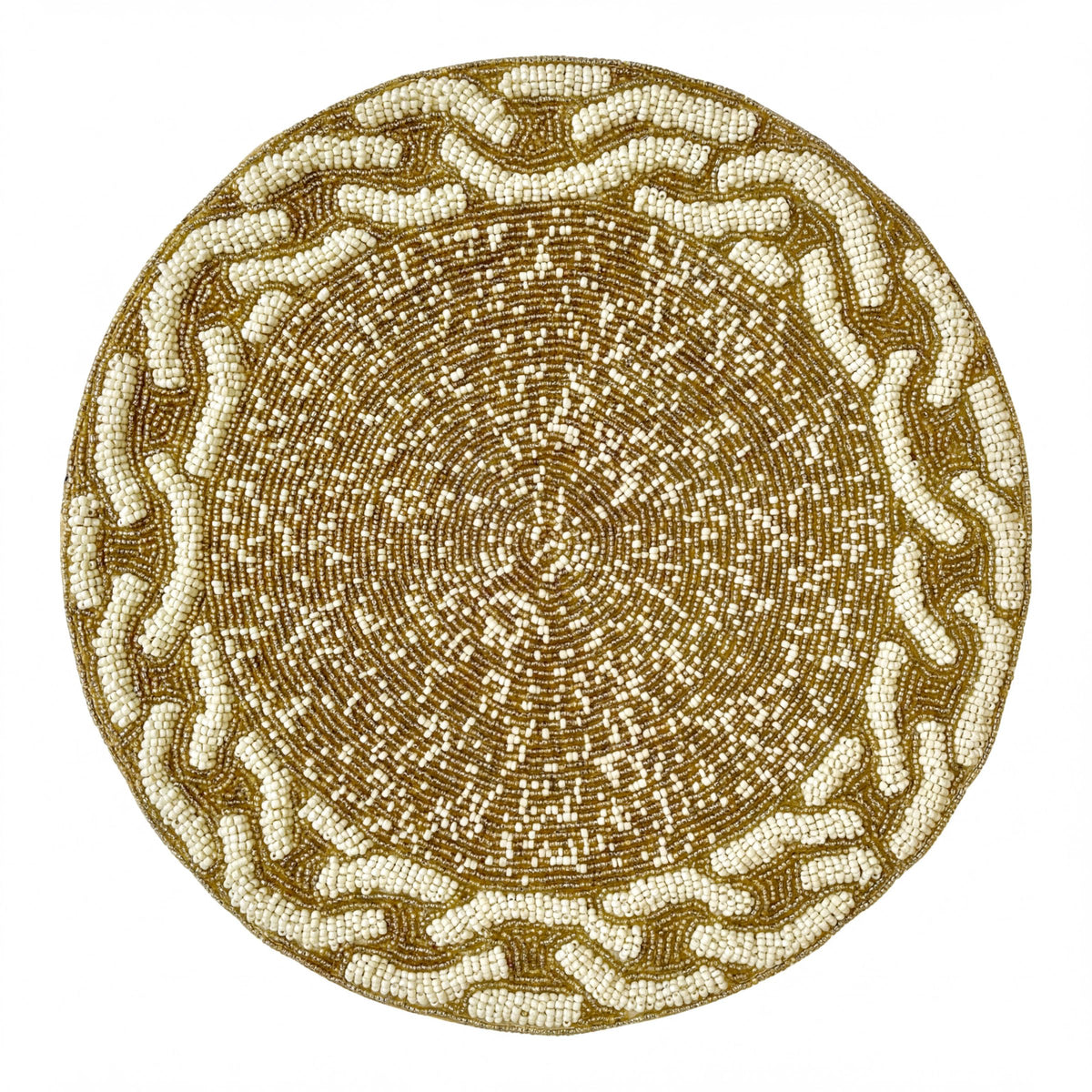 Beaded Placemats - Handmade Round Glass Bead Placemats with Satin Backing