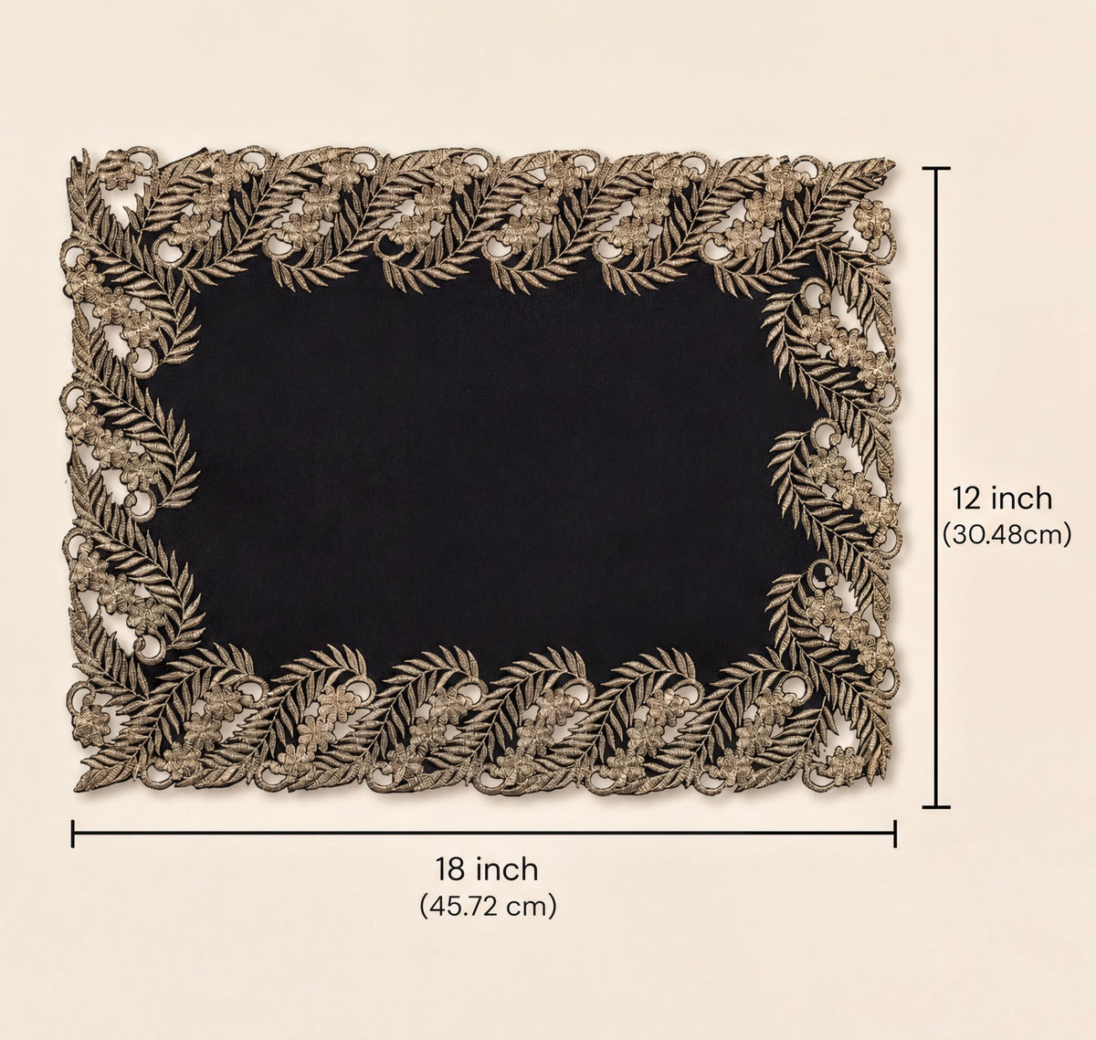 Black Gold Placemats – Ebony Bloom, 12x18 Inch