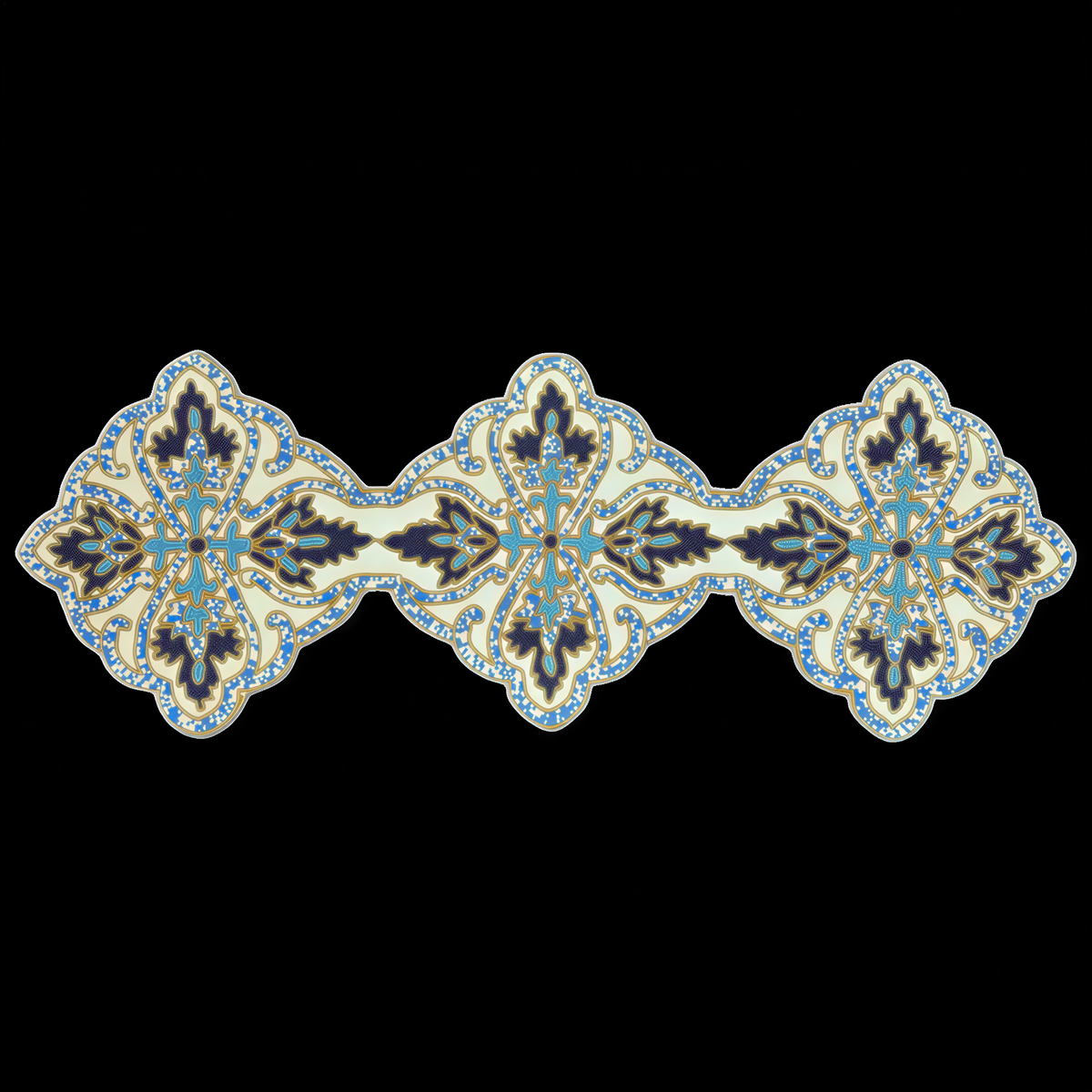 Beaded Table Runner – Blue White, 54x13 Inch