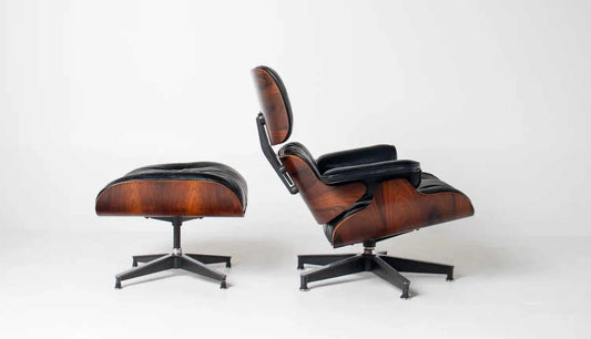 Early 1st Generation Eames Lounge Chair and Ottoman in Brazilian Rosewood finished in Gunstock Oil by Herman Miller Eco My Home Eames Lounge chair Hobbs Modern ecomyhome.store United States