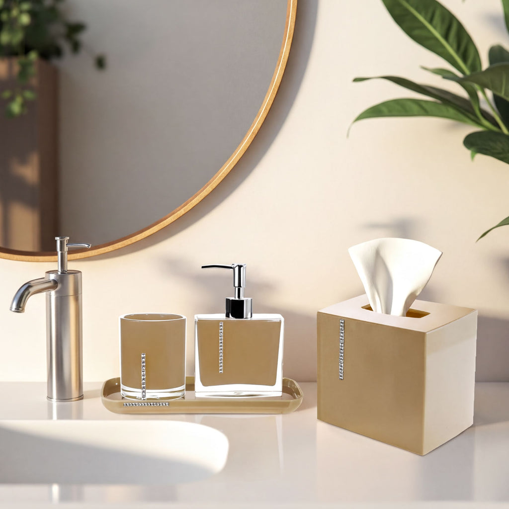 Acrylic Bathroom Set – Modern Bath Accessories & Stylish Storage Organizer
