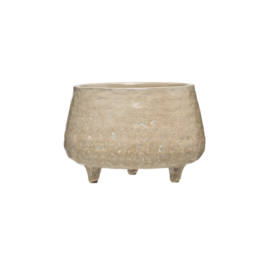 Stoneware Footed Planter with Glazed Finish