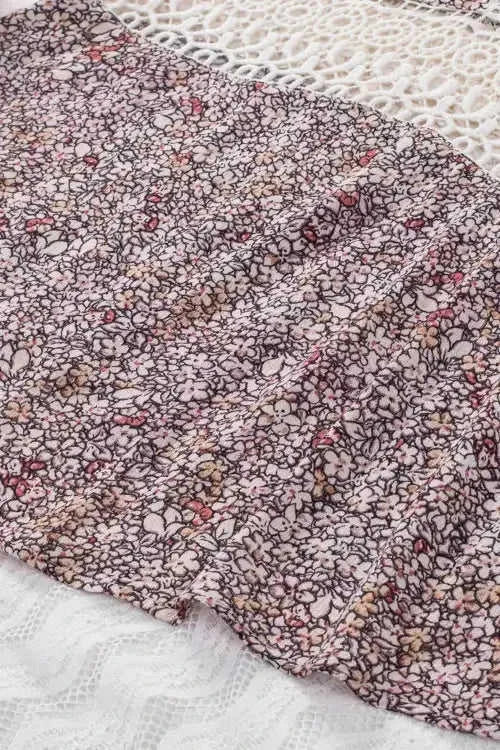 Floral Print Cami Top with Crochet Trim and Spaghetti Straps Eco My Home Shirt Salty Season LLC ecomyhome.store United States