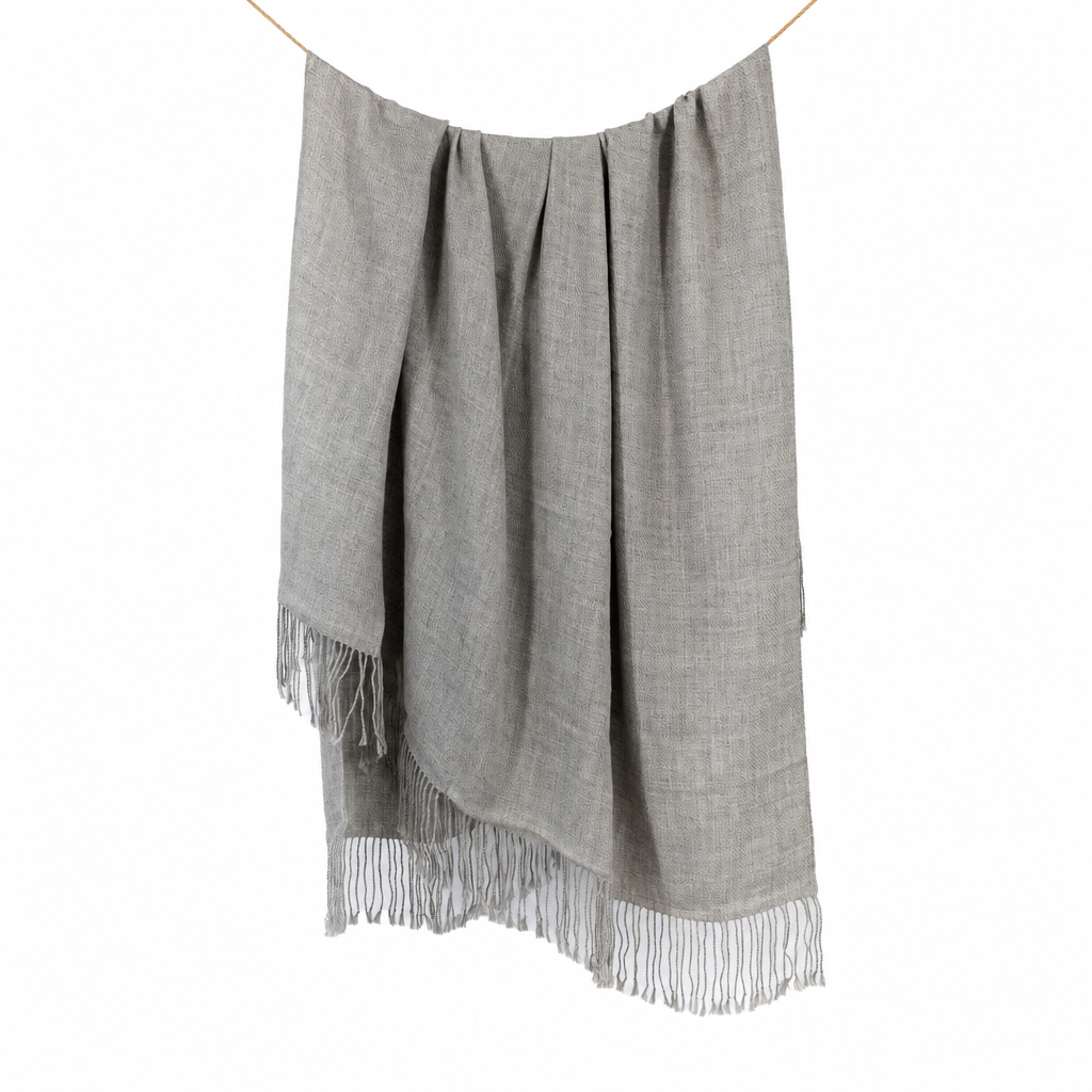 Handloomed 100% Undyed Baby Alpaca Throw Blanket | Graphite | Wasi Collection