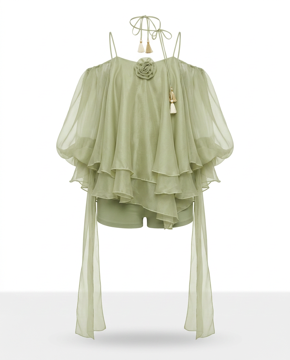 Ethereal Ruffled Mini Dress