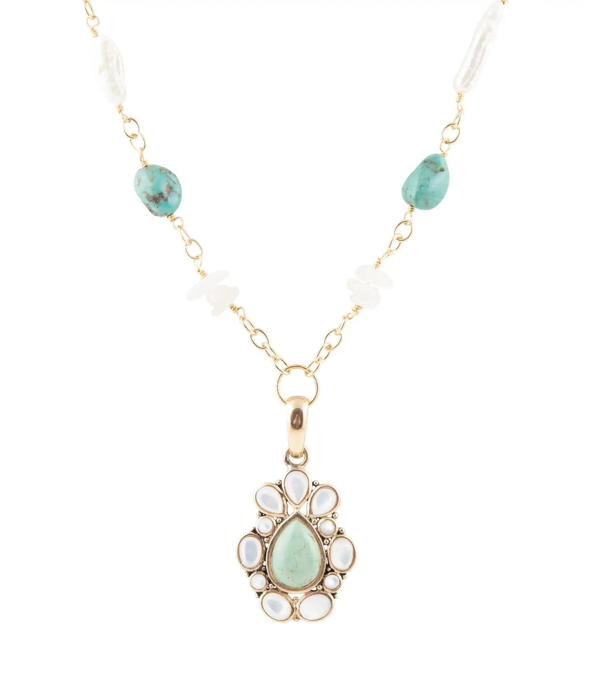 Green Turquoise Pearl Drop Necklace Eco My Home Necklaces Barse Jewelry ecomyhome.store United States