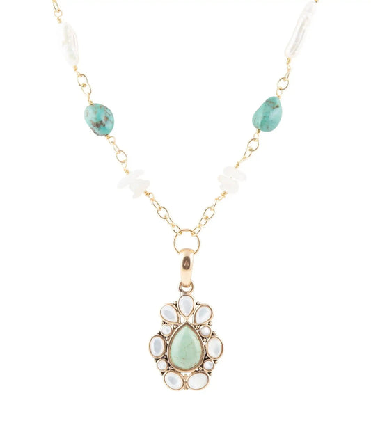 Green Turquoise Pearl Drop Necklace Eco My Home Necklaces Barse Jewelry ecomyhome.store United States
