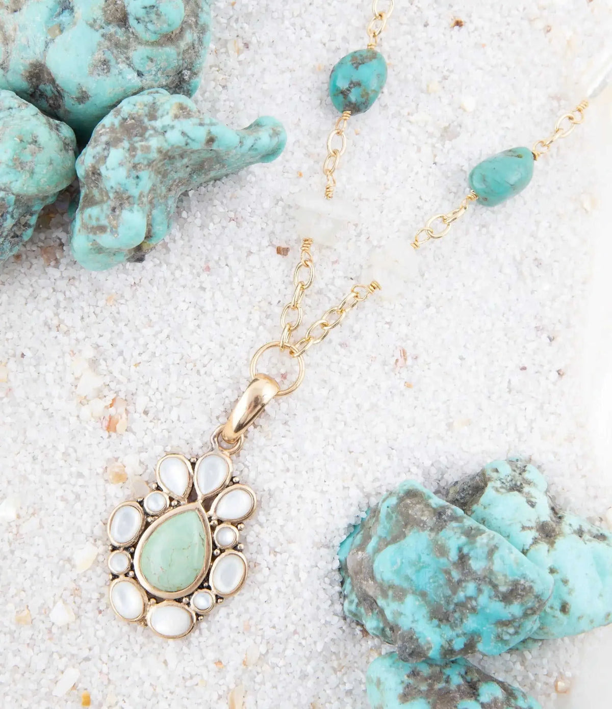 Green Turquoise Pearl Drop Necklace Eco My Home Necklaces Barse Jewelry ecomyhome.store United States