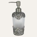 Soap Dispenser – Frosted Glass Bathroom Accessory With Rhinestones & Pewter Finish
