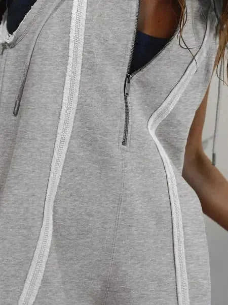 Half Zipped Hooded Sleeveless Romper Eco My Home Romper Salty Season LLC ecomyhome.store United States