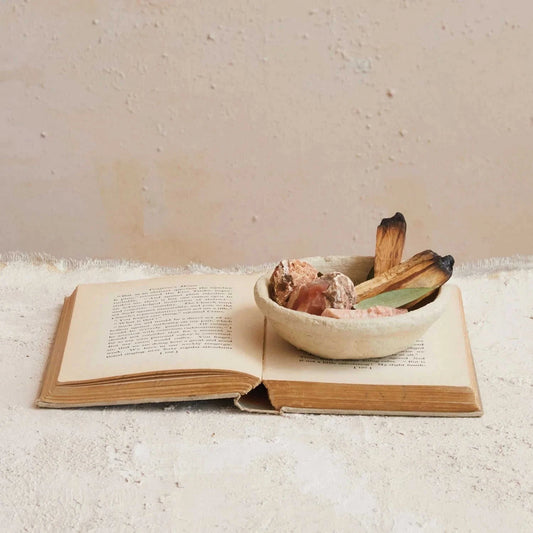 Handmade Paper Mache Small Bowl Eco My Home Decorative Bowls White Cliff Studio ecomyhome.store United States