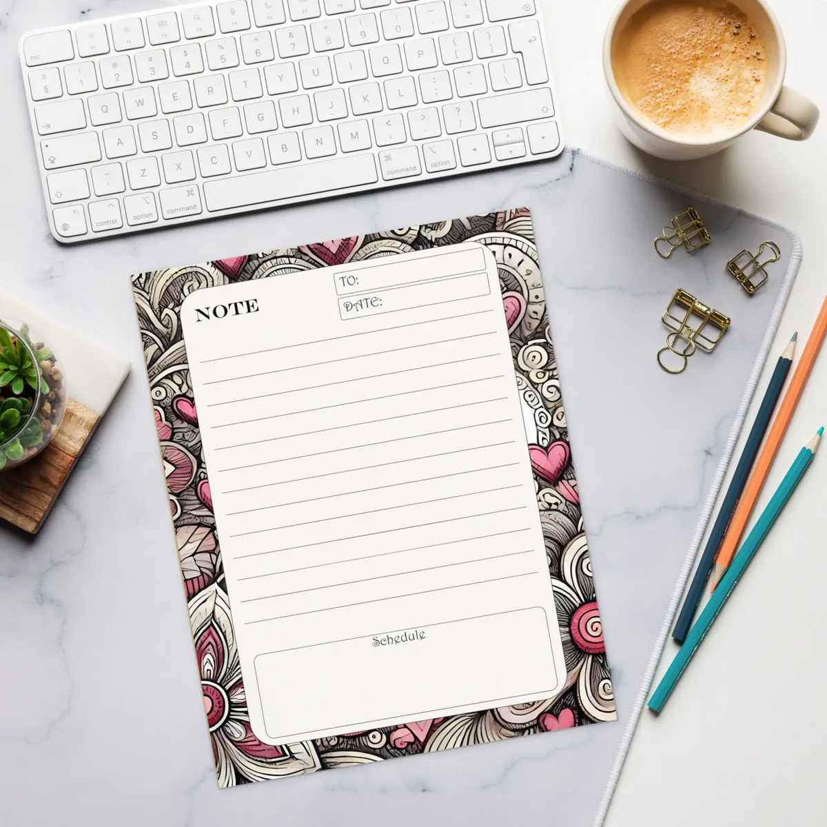 DipaliZ Heart Notepad Daily Planner Eco Friendly 6x9