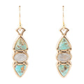 Blue Turquoise and Grey Labradorite Golden Drop Earrings
